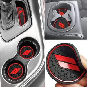 Auprite Anti Dust Mats for Dodge Challenger Accessories 2015 2016 2017 2018 2019 2020 2021 2022 2023,Custom Fits Cup Holder Liners Mats Door Pocket Center Console Liners, 11pcs/kit (Red)