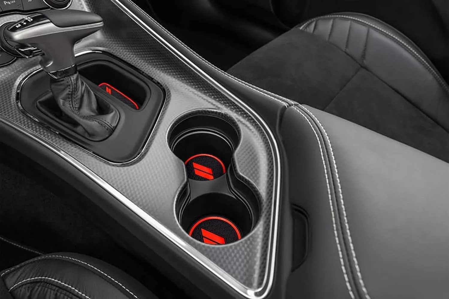 Auprite Anti Dust Mats for Dodge Challenger Accessories 2015 2016 2017 2018 2019 2020 2021 2022 2023,Custom Fits Cup Holder Liners Mats Door Pocket Center Console Liners, 11pcs/kit (Red)