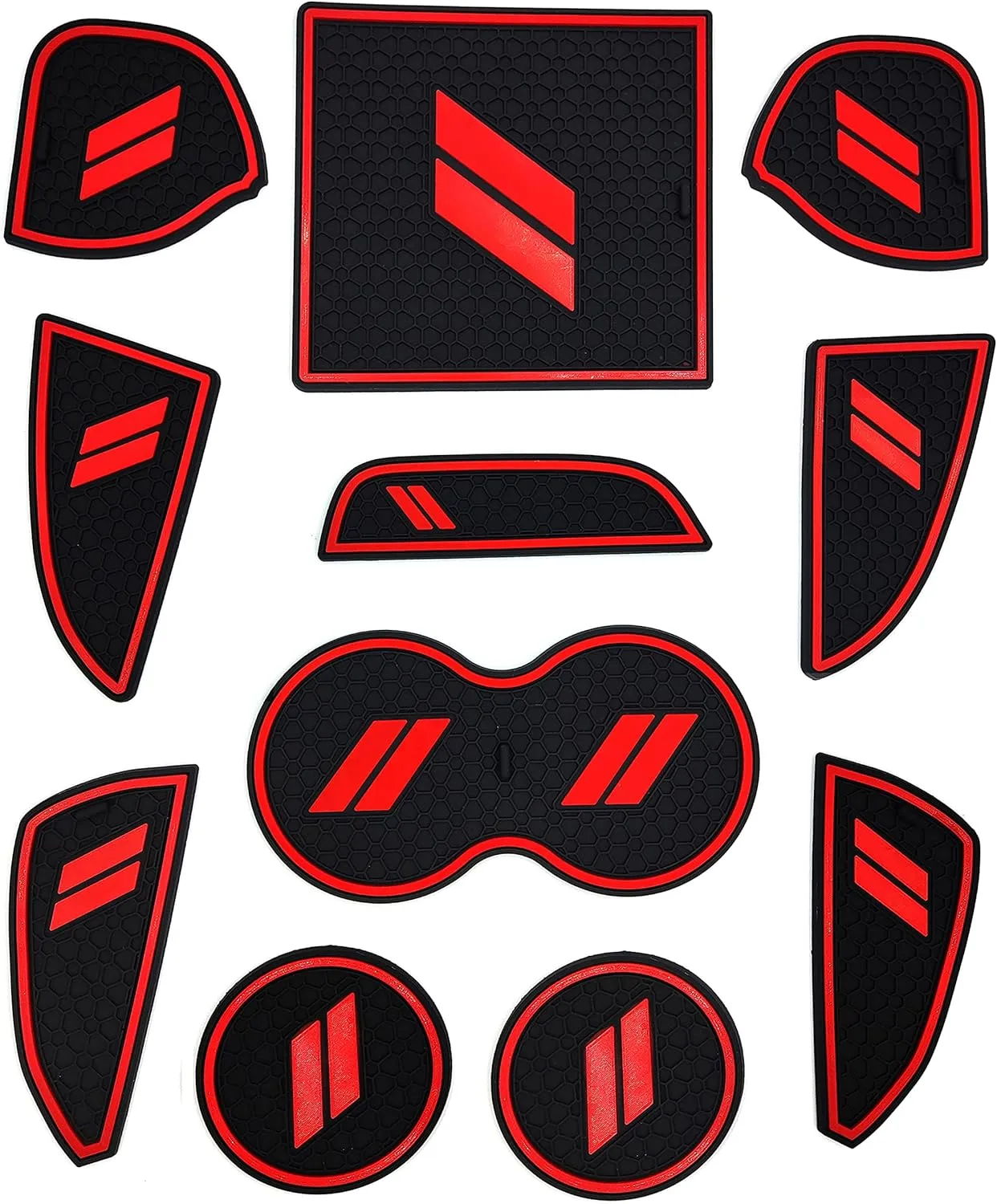 Auprite Anti Dust Mats for Dodge Challenger Accessories 2015 2016 2017 2018 2019 2020 2021 2022 2023,Custom Fits Cup Holder Liners Mats Door Pocket Center Console Liners, 11pcs/kit (Red)