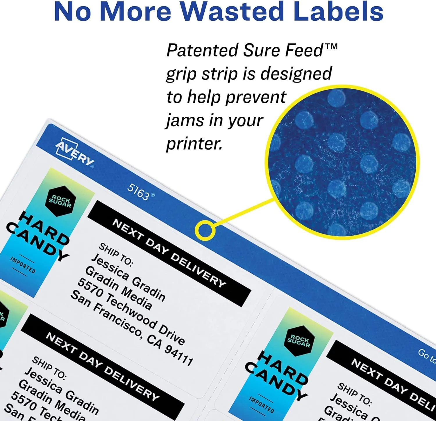 Avery Removable ID Labels, Sure Feed Technology, Removable Adhesive, 1" x 2-5/8", 750 Labels (6460)
