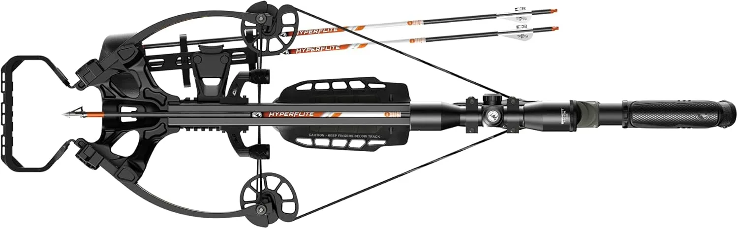 Barnett Archery Hyper XP 405 Crossbow with Two Hyperflite 22" Arrows, Illuminated 4X32mm Scope, and Rope Cocking Device, and Lightweight Side Mount Quiver
