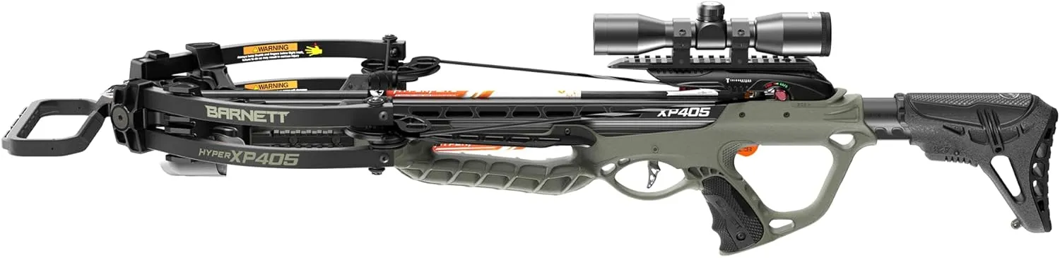 Barnett Archery Hyper XP 405 Crossbow with Two Hyperflite 22" Arrows, Illuminated 4X32mm Scope, and Rope Cocking Device, and Lightweight Side Mount Quiver