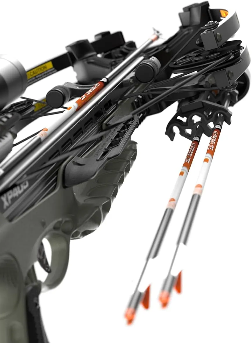 Barnett Archery Hyper XP 405 Crossbow with Two Hyperflite 22" Arrows, Illuminated 4X32mm Scope, and Rope Cocking Device, and Lightweight Side Mount Quiver