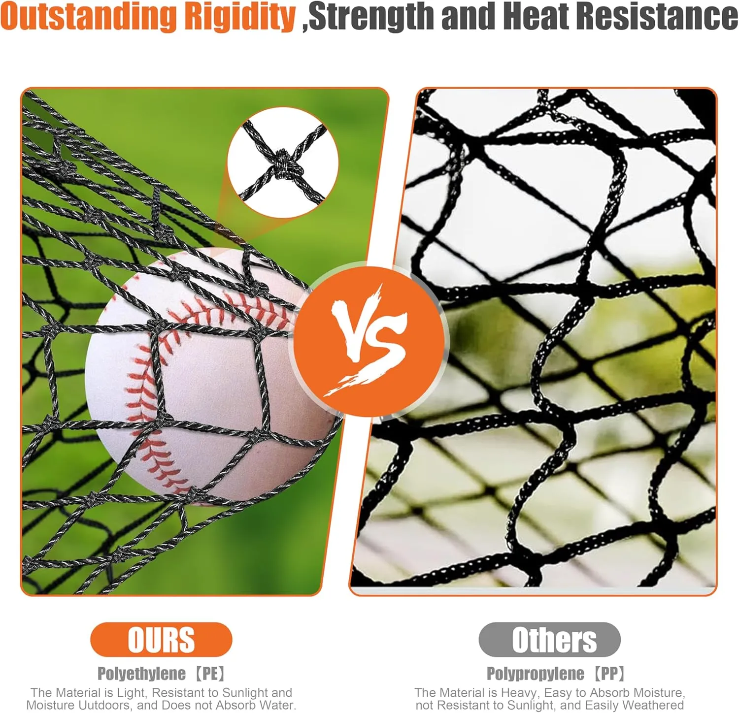 Baseball Batting Cage Nets, 35'L/55'L/70'L Baseball and Softball Cage Netting, Enclosed HDPE #42 Netting Batting Cages for Backyard and Indoor (NET ONLY)