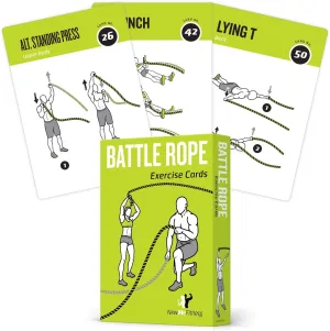 Battle Rope Exercise Cards, Set of 62 - with Guided Strength Training Workouts for Home or Gym :: Illustrated Fitness Cards with 50 Exercises :: Large Size, Durable & Waterproof