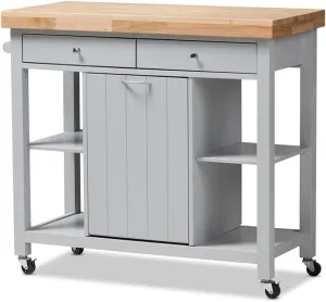 Baxton Studio Hayward Kitchen Cart in Light Gray