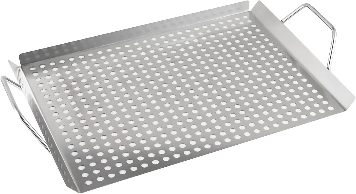 BBQ Grilling Pans,Stainless Steel Grill Grate11”x14“ Topper Grid Plate Grill Serving Trays With Handles Indoor Outdoor use for Meat, Vegetables & Seafood,Christmas gifts