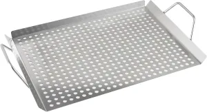 BBQ Grilling Pans,Stainless Steel Grill Grate11”x14“ Topper Grid Plate Grill Serving Trays With Handles Indoor Outdoor use for Meat, Vegetables & Seafood,Christmas gifts