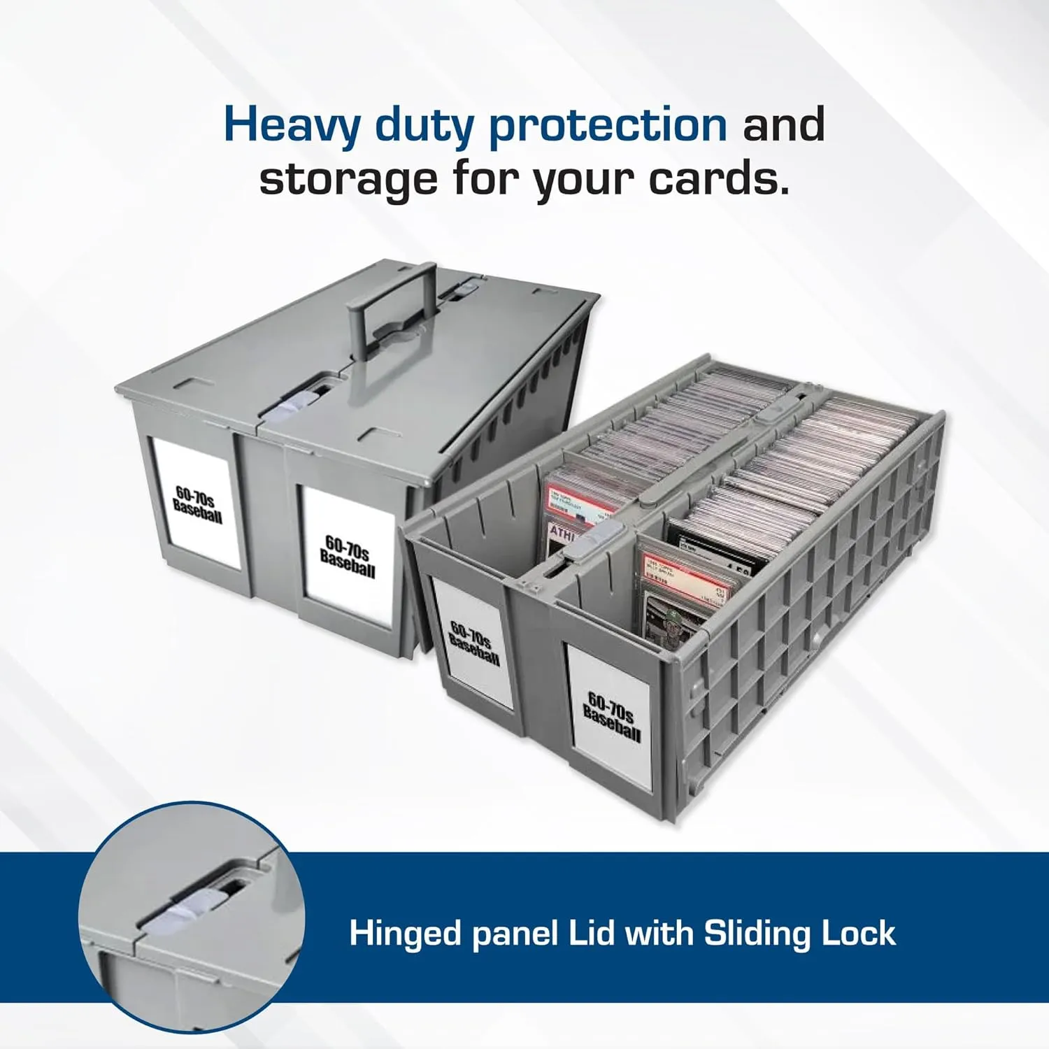 BCW 2-Row Graded Collectible Card Bin - Gray | Stackable, Acid-Free Plastic Trading Card Box | Customizable Card Storage with Additional Partitions | Compatible with PSA, BGS, SGC, CSG, HGA (6 Pack)