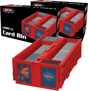 BCW Collectible Card Bin – (2-Pack, Red) | Holds up to 1600 Cards | Plastic Storage Box for Pokémon, MTG & Sports Cards