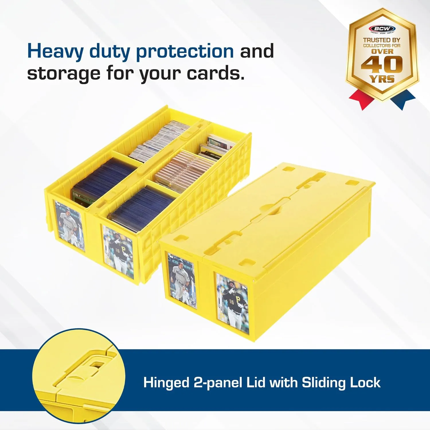 BCW Collectible Card Bin - Holds up to 1600 Cards - Yellow | Large Storage Box for Loose Trading Cards | Pokemon, MTG, and Storage Boxes - Pack of 2