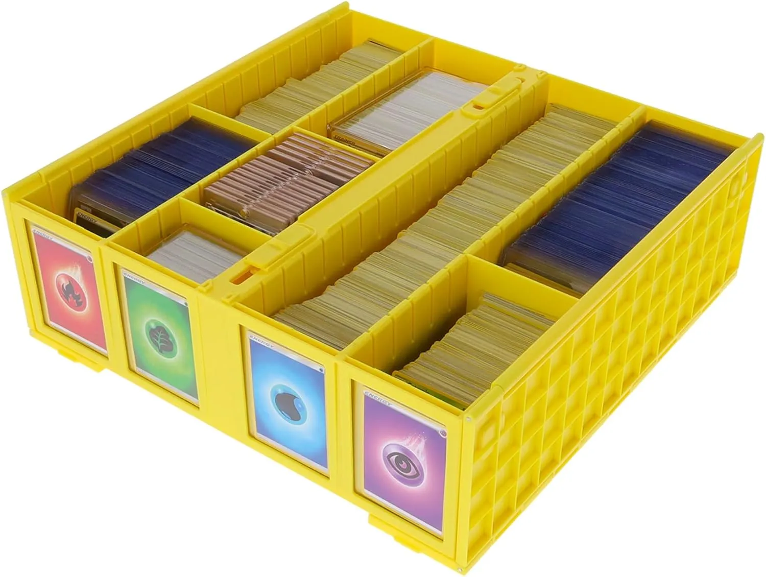BCW Collectible Card Bin - Single Yellow | Holds 3200 Cards | Includes 4 Card Storage Partitions