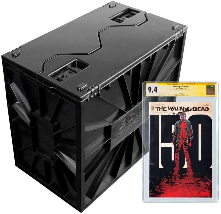 BCW Graded Comic Book Bin - Black | Fits 30 Graded Slabs | Acid-Free, Stackable Plastic Storage Box with Partition