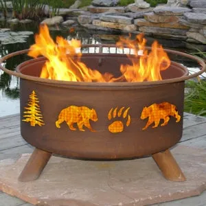 Bear & Tree Outdoor Wood Burning Fire Pit - F107