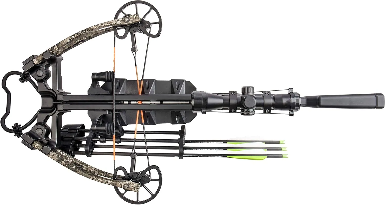 BearX Intense Ready to Shoot Crossbow Package with Scope, Quiver, Bolts, Cocking Rope, and Wax