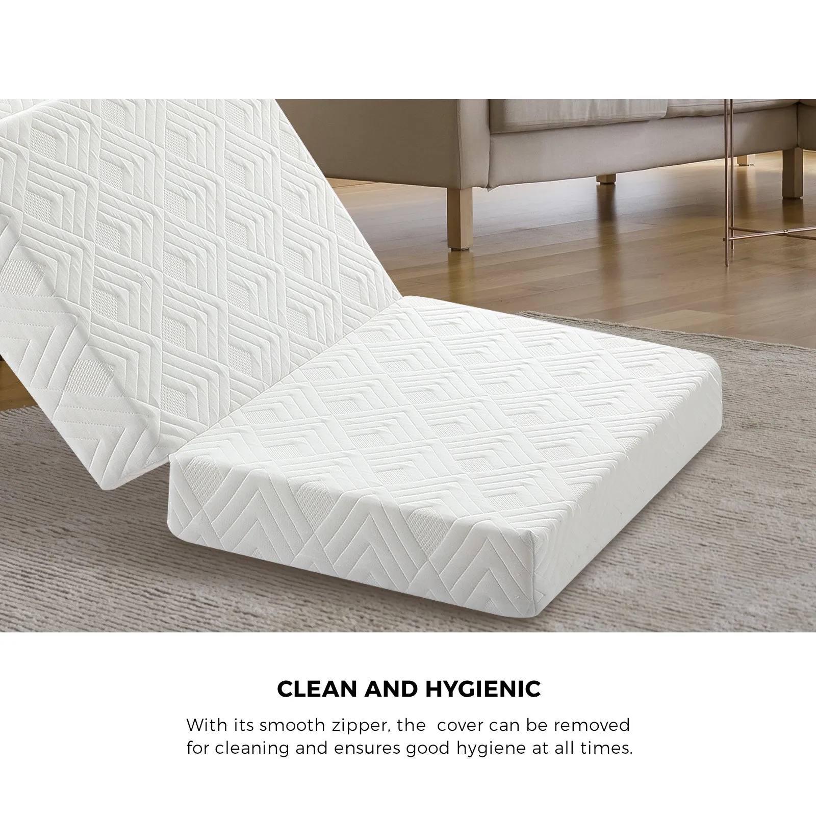 Bedra Folding Mattress 3-Fold Foldable Foam Mattresses Baby Cot Bed Mat White