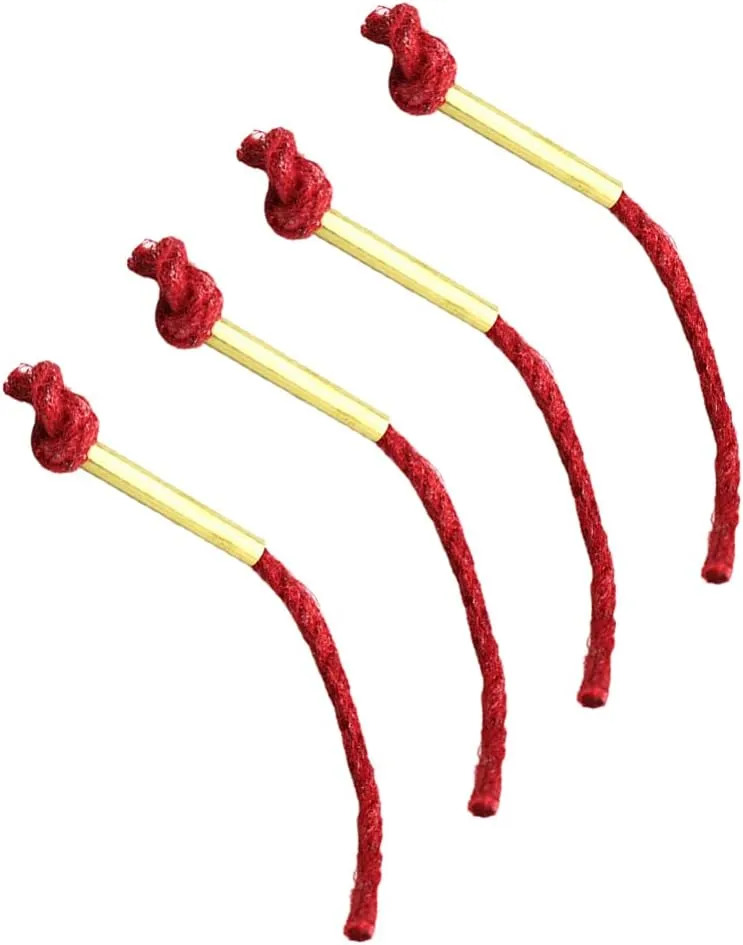 BESPORTBLE Camping Fire Starter Rope 4 Pack Waxed Red Rope Aluminum Alloy Sleeve for Easy Ignition