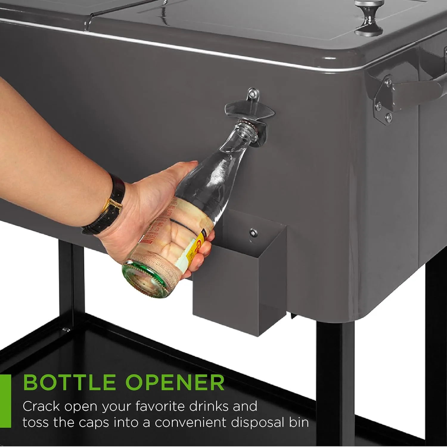 Best Choice Products 80-Quart Outdoor Steel Rolling Cooler Cart w/Ice Chest, Bottle Opener, Catch Tray, Drain Plug, Locking Wheels
