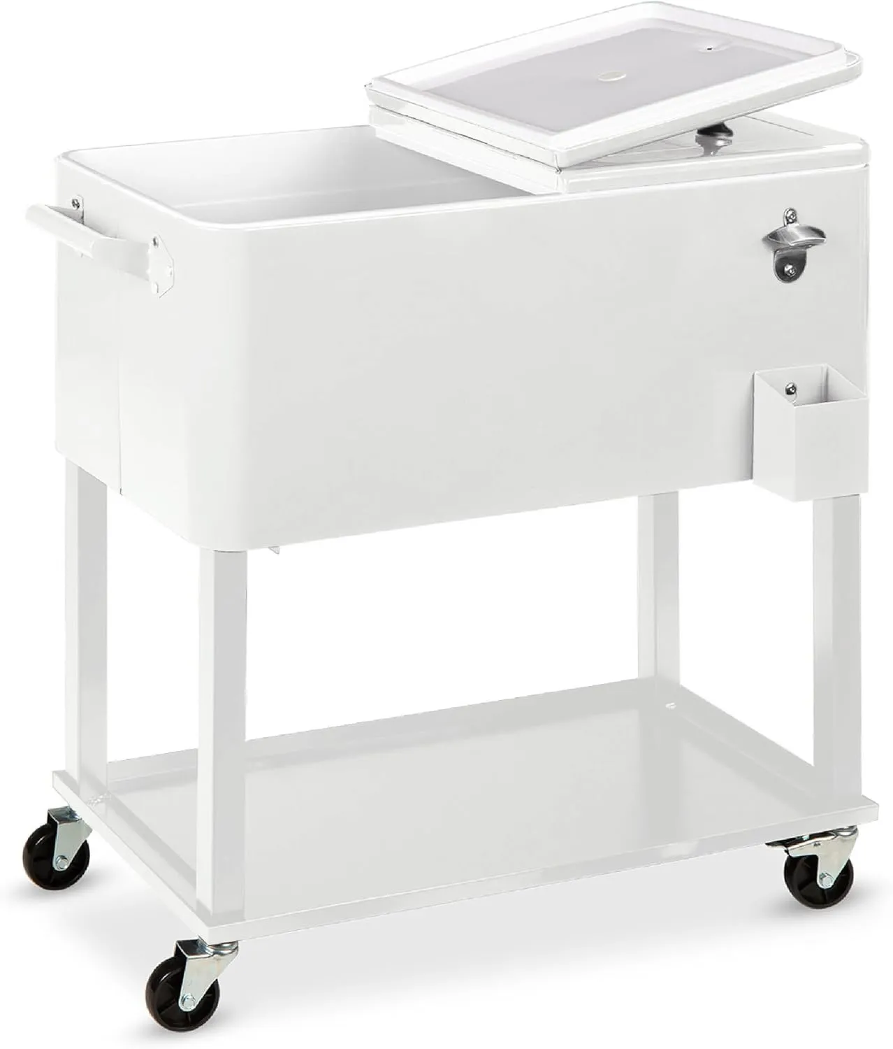 Best Choice Products 80-Quart Outdoor Steel Rolling Cooler Cart w/Ice Chest, Bottle Opener, Catch Tray, Drain Plug, Locking Wheels
