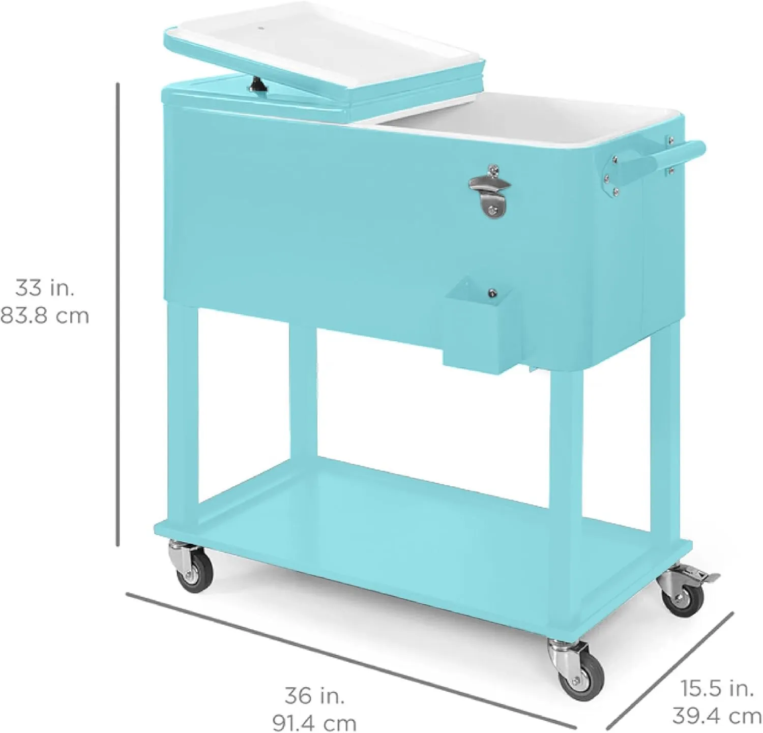 Best Choice Products 80-Quart Outdoor Steel Rolling Cooler Cart w/Ice Chest, Bottle Opener, Catch Tray, Drain Plug, Locking Wheels