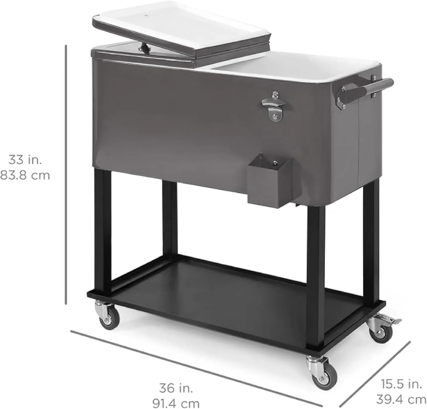 Best Choice Products 80-Quart Outdoor Steel Rolling Cooler Cart w/Ice Chest, Bottle Opener, Catch Tray, Drain Plug, Locking Wheels