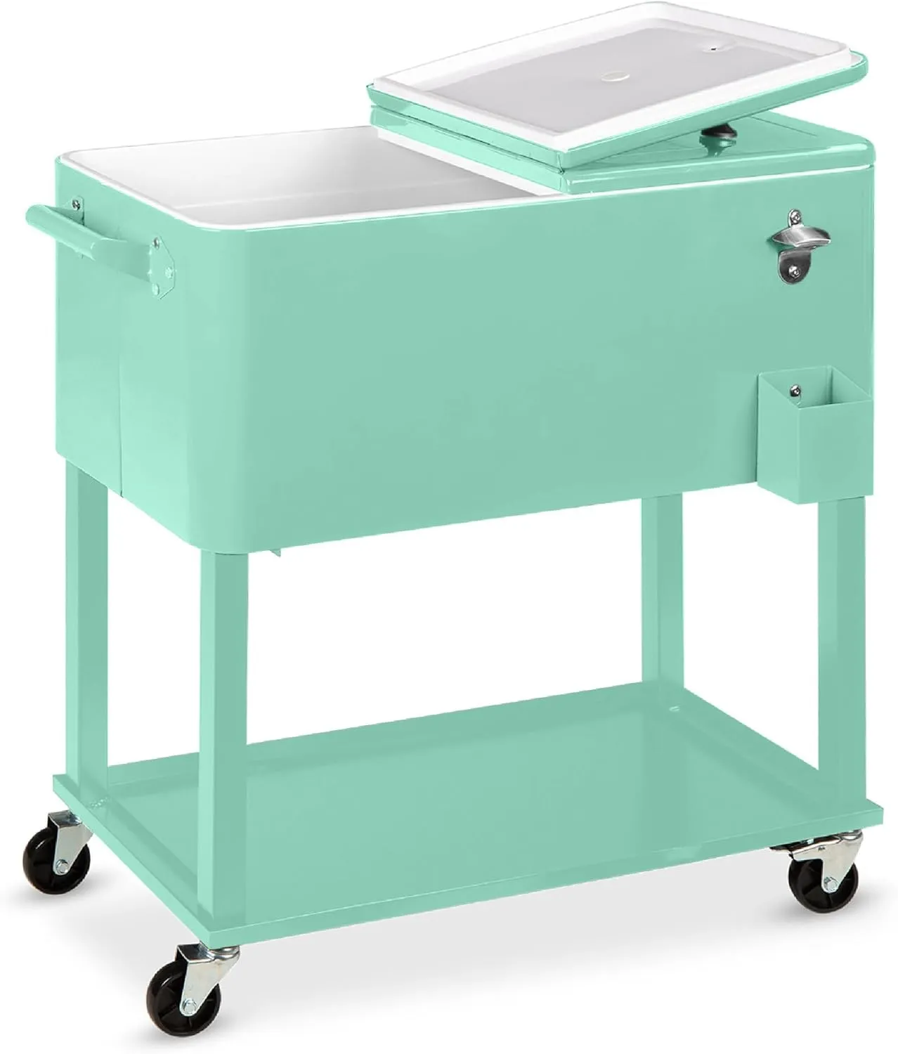 Best Choice Products 80-Quart Outdoor Steel Rolling Cooler Cart w/Ice Chest, Bottle Opener, Catch Tray, Drain Plug, Locking Wheels