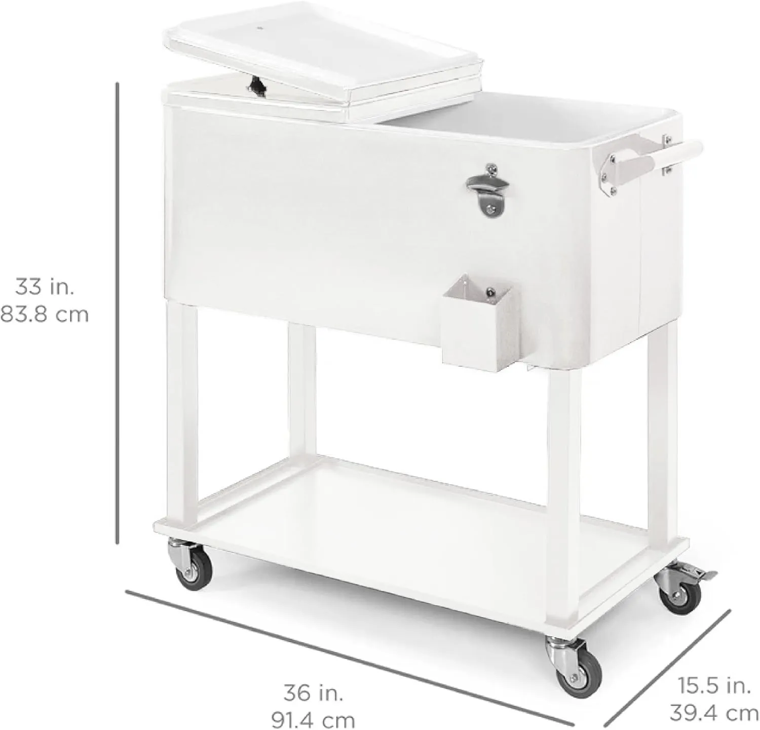 Best Choice Products 80-Quart Outdoor Steel Rolling Cooler Cart w/Ice Chest, Bottle Opener, Catch Tray, Drain Plug, Locking Wheels