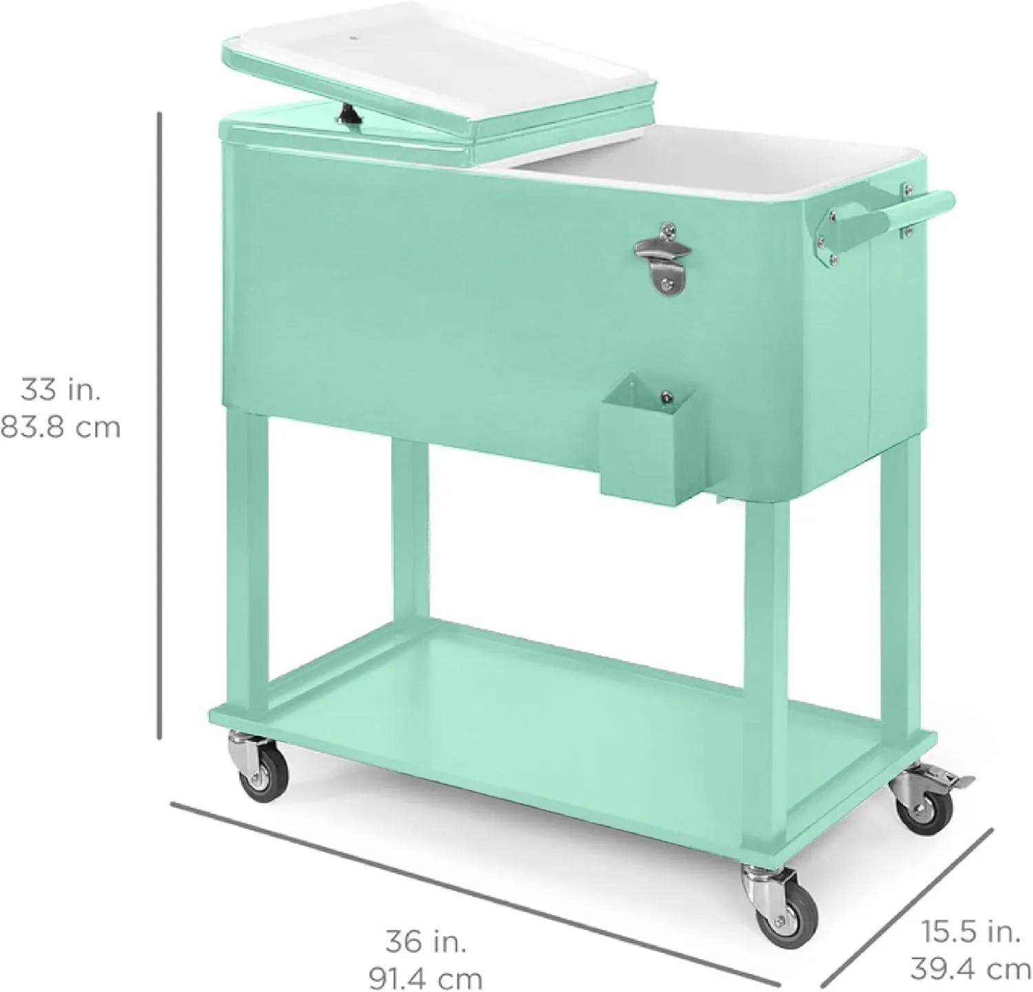 Best Choice Products 80-Quart Outdoor Steel Rolling Cooler Cart w/Ice Chest, Bottle Opener, Catch Tray, Drain Plug, Locking Wheels