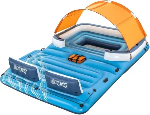 Bestway CoolerZ Tropical Breeze 6 Person Inflatable Party Island Large Relaxing Water Float with Detachable Sunshade and Cooler Bag