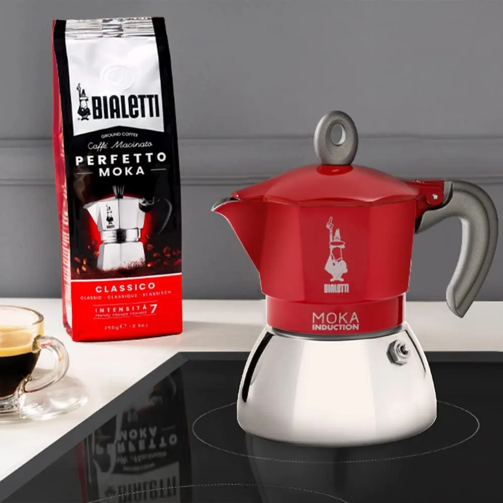Bialetti - Moka Induction, Moka Pot, Suitable for all Types of Hobs, 2 Cups Espresso (2.8 Oz), Red