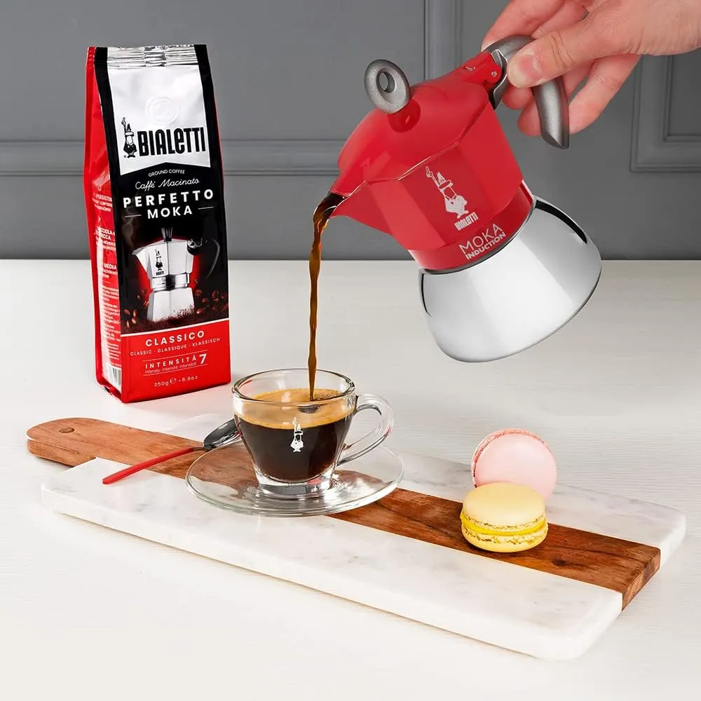 Bialetti - Moka Induction, Moka Pot, Suitable for all Types of Hobs, 2 Cups Espresso (2.8 Oz), Red