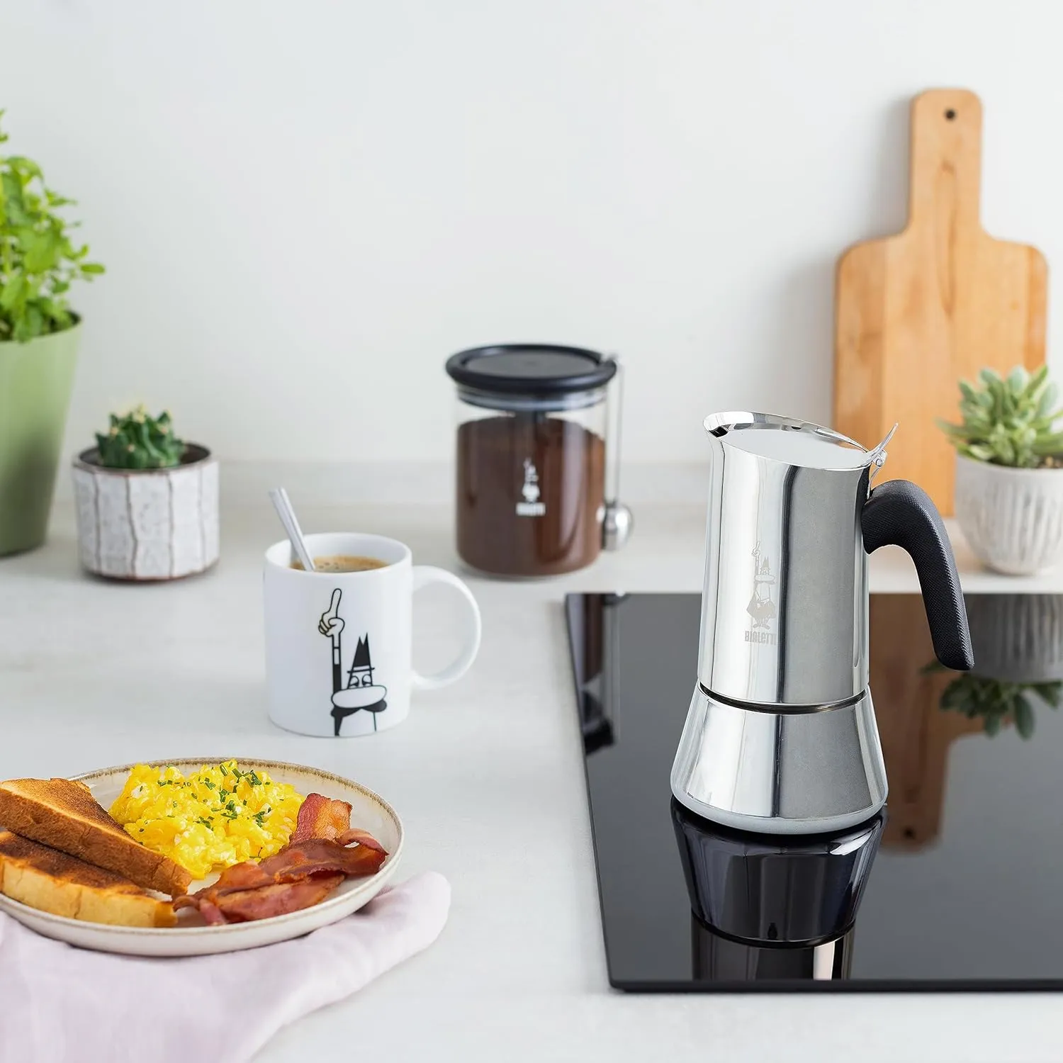 Bialetti - New Venus Induction, Stovetop Coffee Maker, Suitable for all Types of Hobs, Stainless Steel, 10 Cups (15.5 Oz), Silver