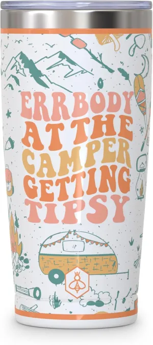 Biddlebee 20oz Insulated Coffee Tumbler – Leakproof, BPA-Free Stainless Steel Cup for Hot & Cold Drinks – Travel Mug, Birthday Gift for Women, Mom, Best Friend (Errbody at the Camper)