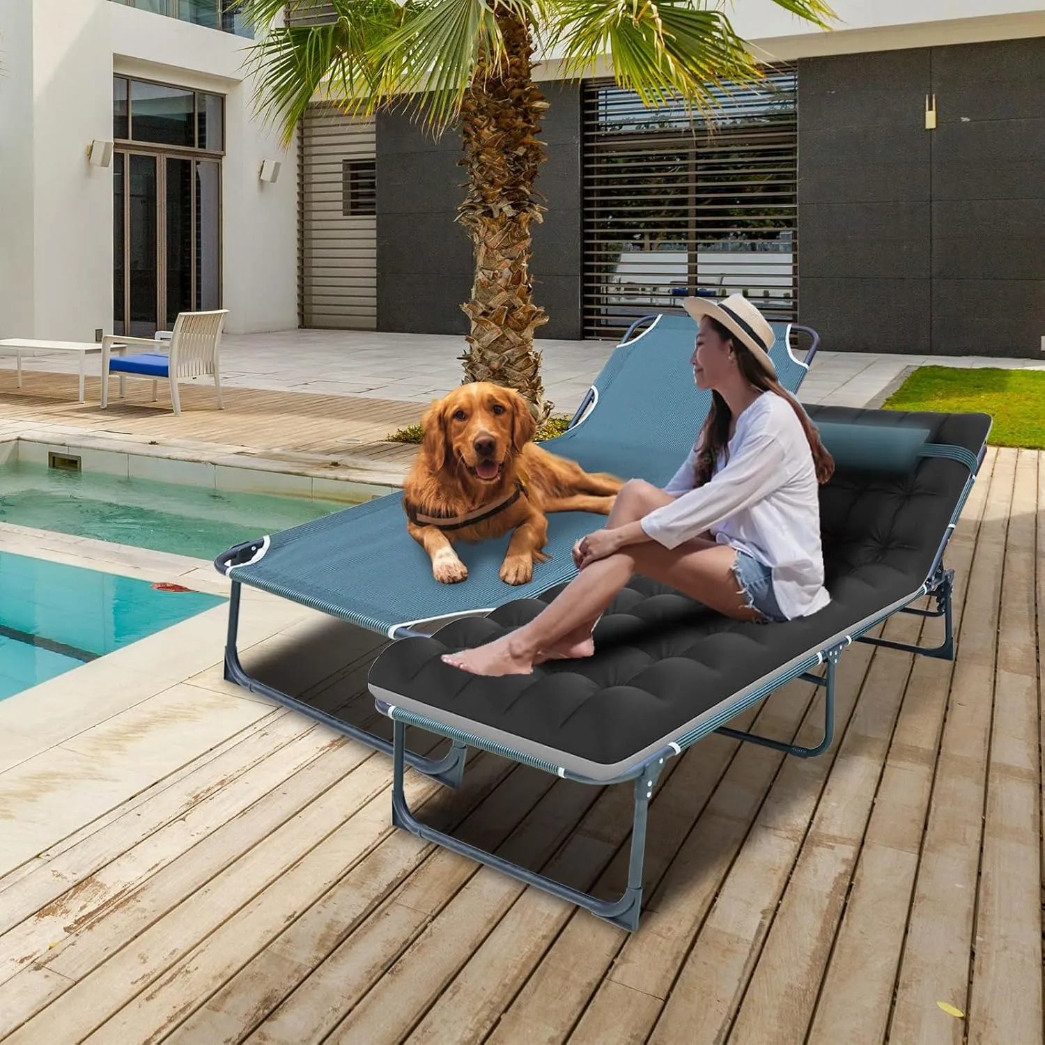 BIG RED Camping Sleeping Cot,5-Position Folding Cot,Lounge Chair with Mattress,Folding Sleeping Cot,Camping Cots for Adults, Heavy Duty Lounges Chairs for Outside, Beach, Lawn