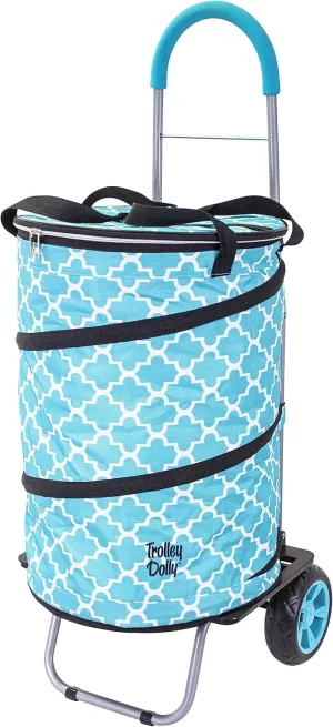 Bigger Cooler Trolley Dolly Insulated Folding Shopping Cart with Removable Bag Rolling Beach Tote Cooler with Wheels Pop Up Golf, Turquoise