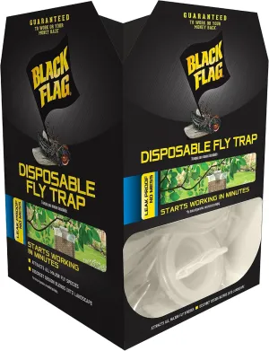 Black Flag Disposable Fly Trap, Attracts All Major Fly Species , 12 Pack