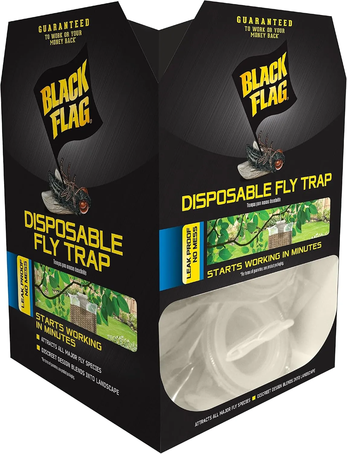 Black Flag Disposable Fly Trap, Attracts All Major Fly Species , 12 Pack