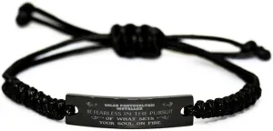 Black Stainless Steel Handmade Bracelets Adjustable Cord Inspirational, Solar Photovoltaic Installer Be Fearless in The Pursuit of What Sets Your Soul on fire