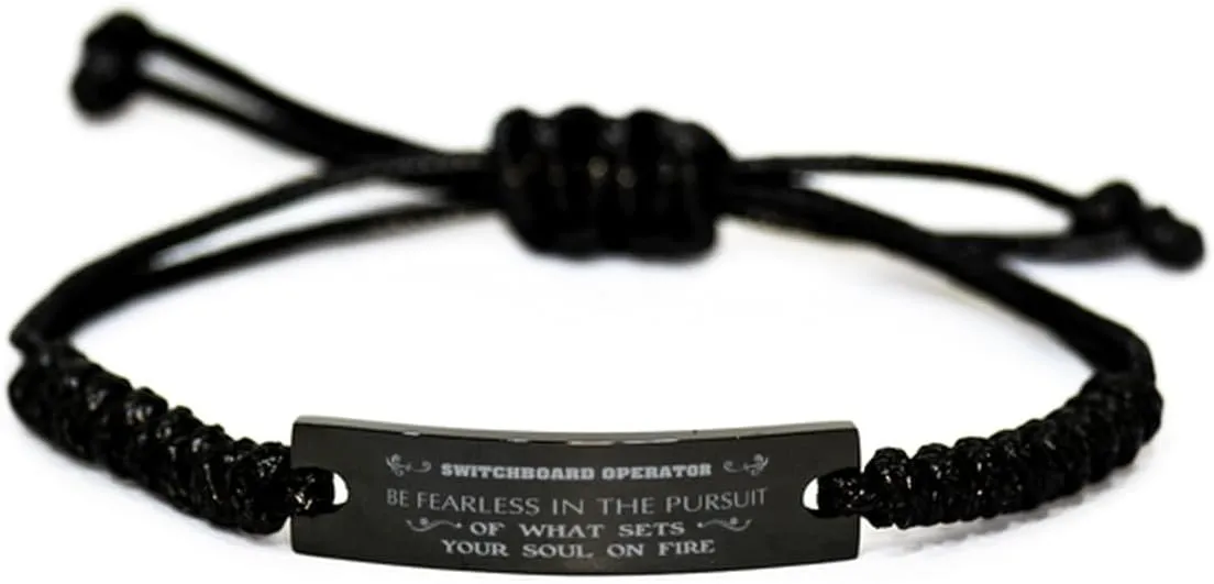 Black Stainless Steel Handmade Bracelets Adjustable Cord Inspirational, Switchboard Operator Be Fearless in The Pursuit of What Sets Your Soul on fire