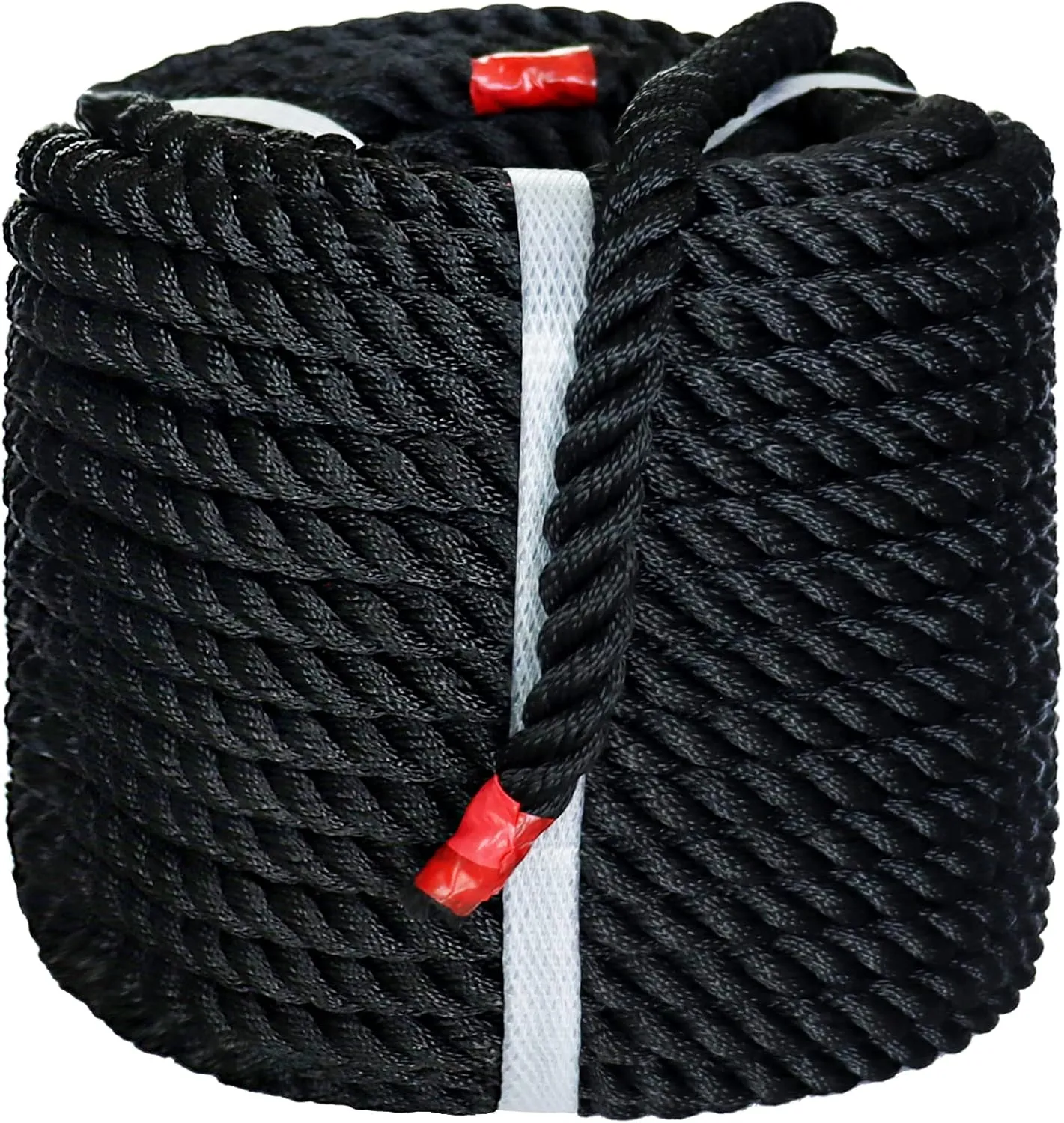 Black Twisted Polyester Arborist Rope (1/2 inch x 100 feet), Strong Tree Climbing Rope Bull Rope for Swing, Sailing, Camping, Pulling, Tree Work