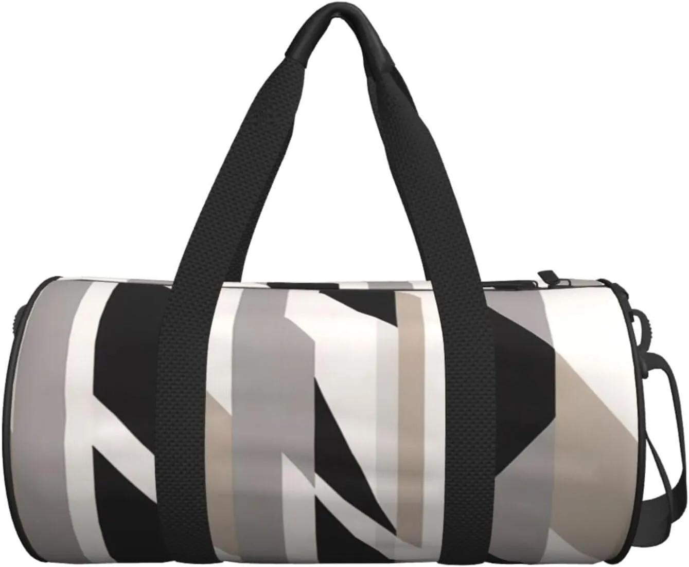 Black White Stripe Printed Travel Bag,Round Personal Item Storage bag,Foldie Duffel Bag for Traveling Vacation,Fitness,Sports
