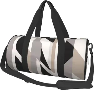 Black White Stripe Printed Travel Bag,Round Personal Item Storage bag,Foldie Duffel Bag for Traveling Vacation,Fitness,Sports