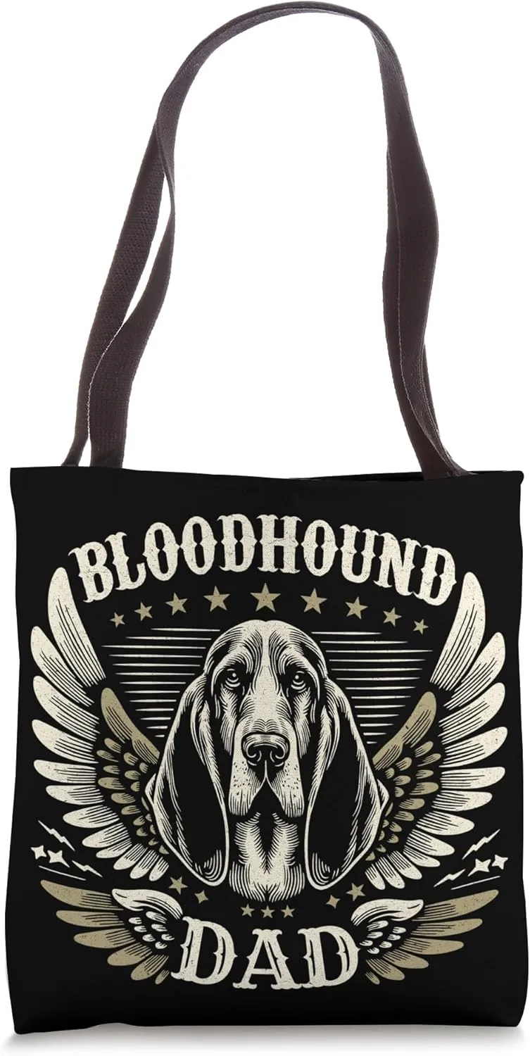 Bloodhound Dad Biker Wings Metal Cool Bloodhound Lover Retro Tote Bag