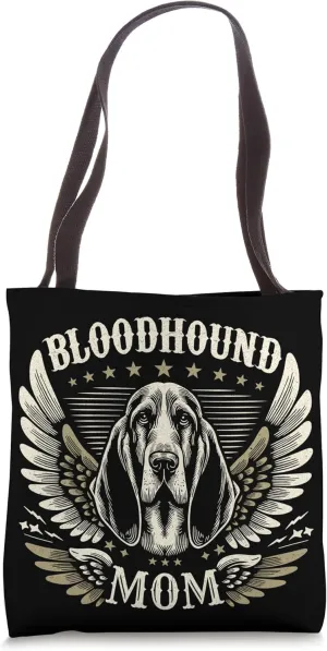 Bloodhound Mom Biker Wings Metal Cool Bloodhound Lover Retro Tote Bag