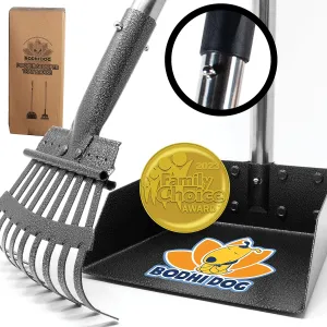 Bodhi Dog Metal Long Handle Tray & Rake Pooper Scooper - Ideal for Small to XL Pets - Durable, Rust-Resistant, Great for Grass, Streets, Gravel & Outdoor Cleanups