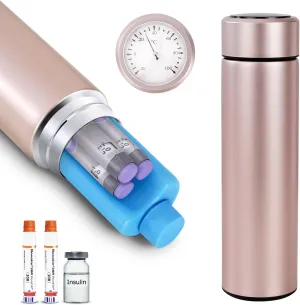 Bogush 60H Insulin Pens Cooler Travel Case Temp Display Medication Cooler for Travel TSA Approved Medicine Cooler Medical Diabetic Travel Cooler Bag Epipen Carry Case (Rose Golden)