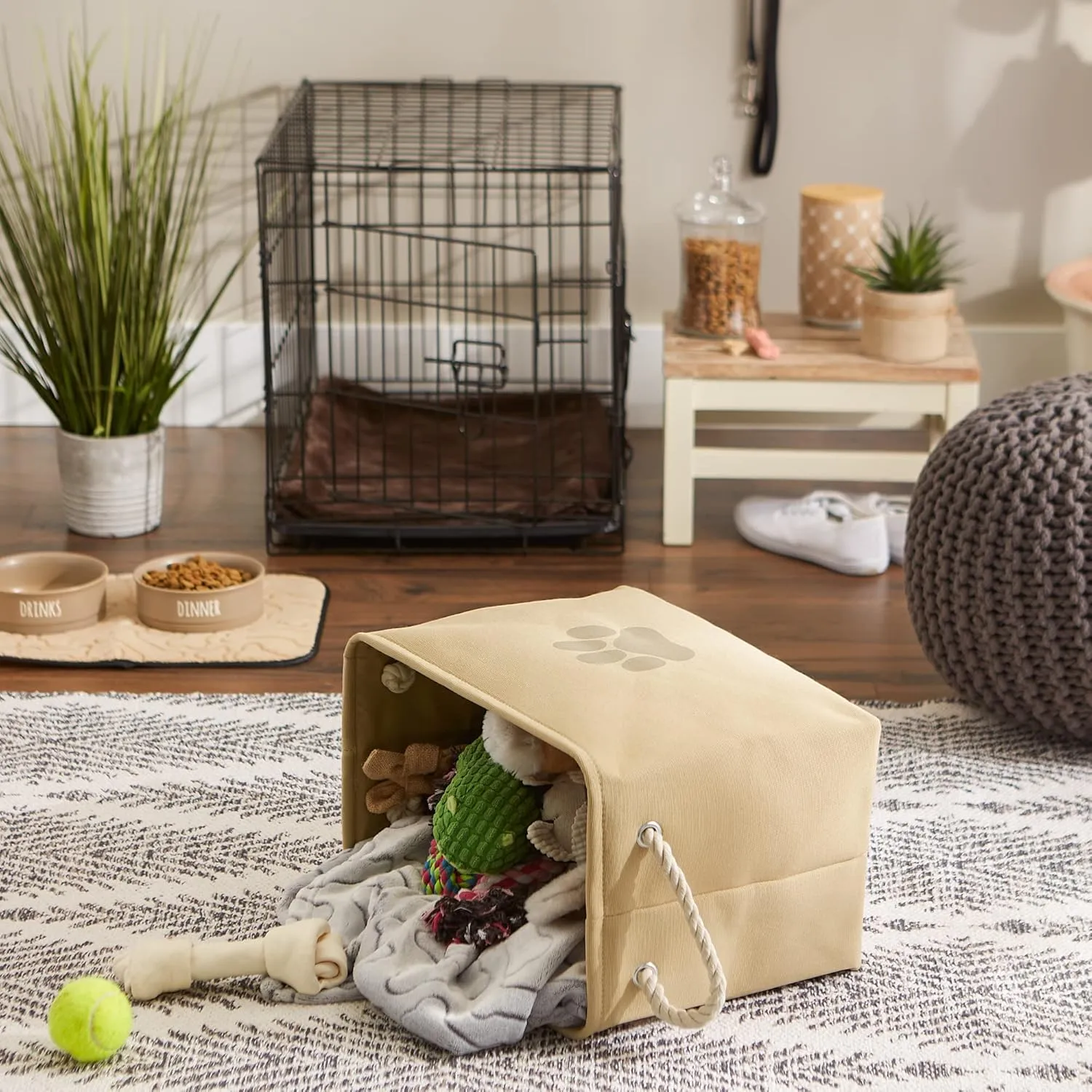 Bone Dry Pet Storage Collection Collapsible Bin, Medium Rectangle, Taupe