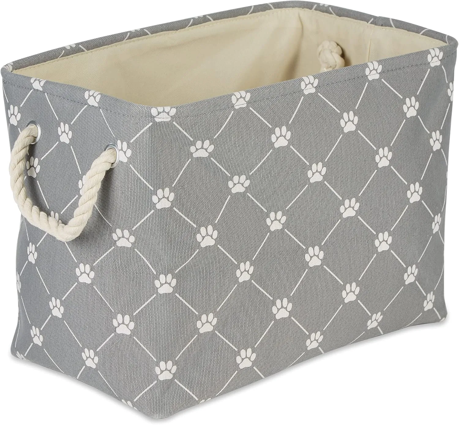 Bone Dry Pet Storage Paw and Bone, Trellis Collection, Large Rectangle, 17.5x12x15 Gray