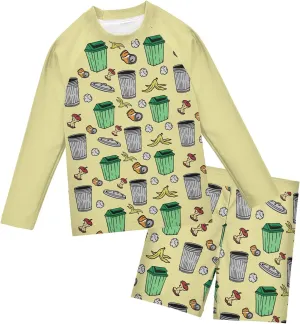 Boys Rash Guard Set Garbage Bin 2 Piece UP50  Swim Set for Boys 3T-10T