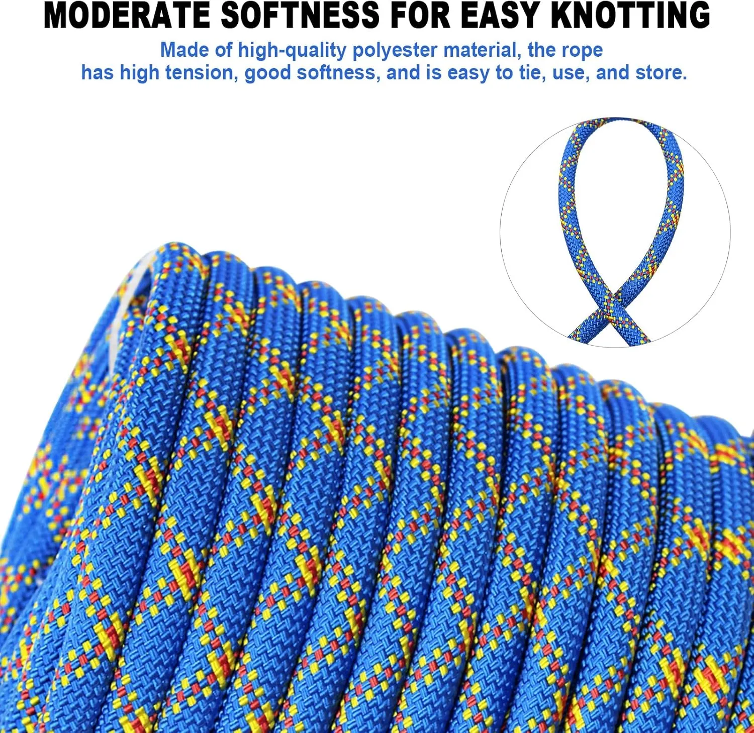 Braided Polyester Arborist Rigging Rope (3/8 inch x 150 feet), High Strength Arborist Rigging Rope for Outdoor Rock Climbing, Mountain Climbing, Hiking, etc